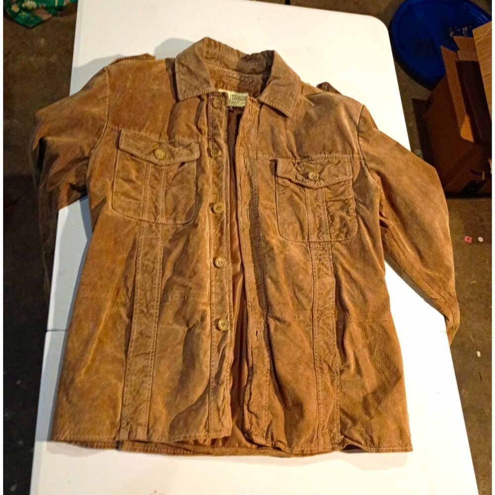 Wilson Leather Men's Brown Leather Jacket Button Front Point Collar Lined 44